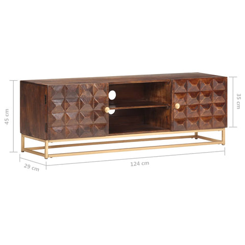 vidaXL TV Cabinet 124x29x45 cm Solid Mango Wood