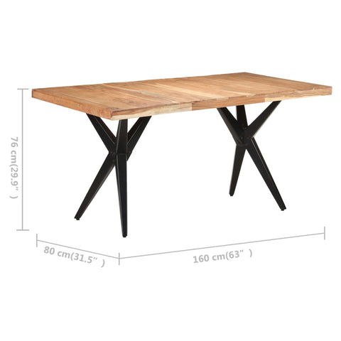 vidaXL Dining Table 160x80x76 cm Solid Acacia Wood