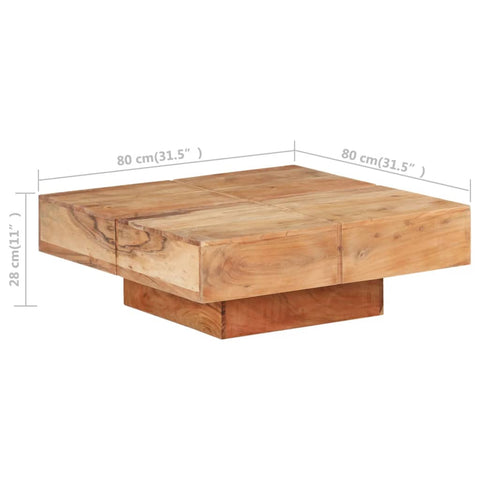 vidaXL Coffee Table 80x80x28 cm Solid Acacia Wood