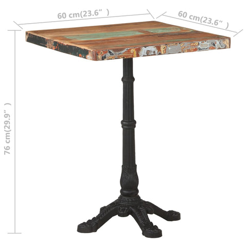 vidaXL Bistro Table 60x60x76 cm Solid Reclaimed Wood