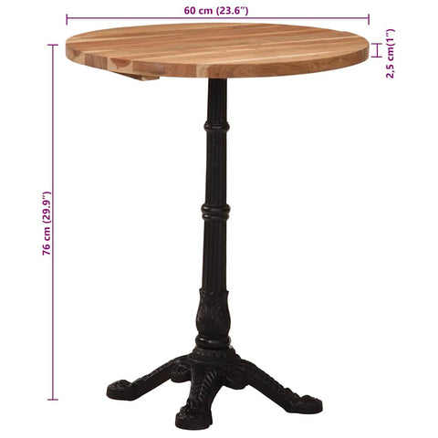 vidaXL Bistro Table Ø60x76 cm Solid Acacia Wood