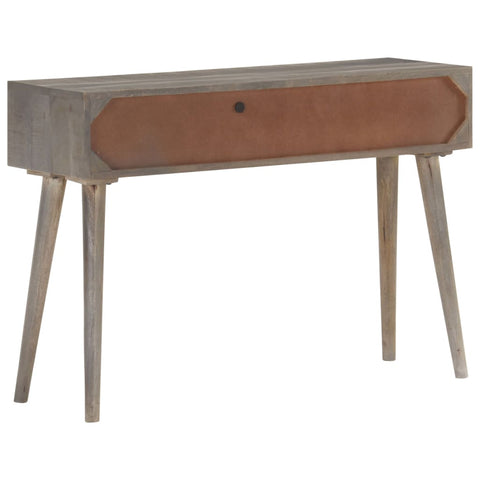 vidaXL Console Table Grey 110x35x75 cm Solid Rough Mango Wood