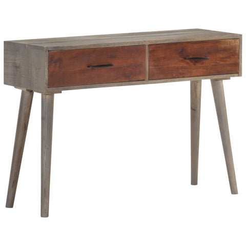 vidaXL Console Table Grey 110x35x75 cm Solid Rough Mango Wood