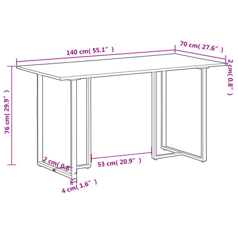 vidaXL Dining Table 140 cm Rough Mango Wood