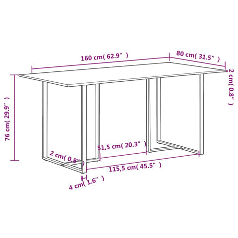 vidaXL Dining Table 160 cm Solid Reclaimed Wood