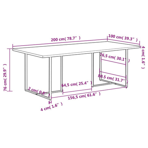 vidaXL Dining Table 200 cm Solid Reclaimed Wood