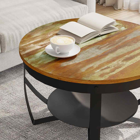 vidaXL Coffee Table Ø68x43 cm Solid Reclaimed Wood