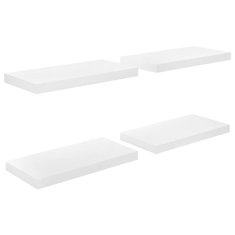 vidaXL Floating Wall Shelves 4 pcs High Gloss White 50x23x3.8 cm MDF