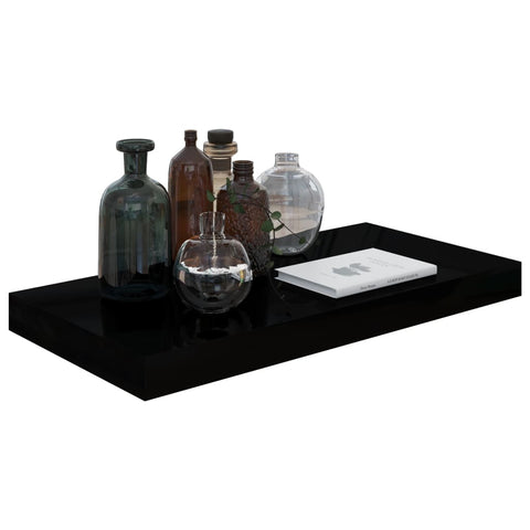 vidaXL Floating Wall Shelf High Gloss Black 50x23x3.8 cm MDF