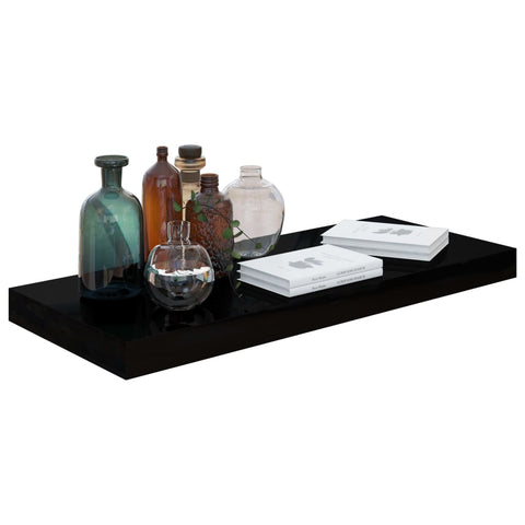 vidaXL Floating Wall Shelf High Gloss Black 60x23.5x3.8 cm MDF