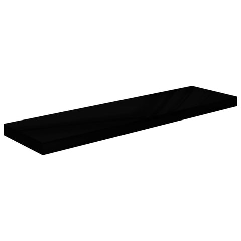 vidaXL Floating Wall Shelves 2 pcs High Gloss Black 90x23.5x3.8 cm MDF