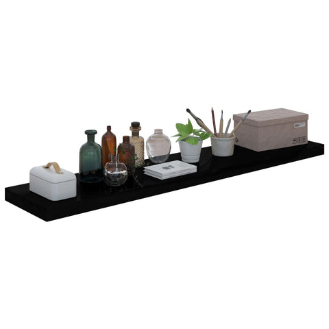 vidaXL Floating Wall Shelf High Gloss Black 120x23.5x3.8 cm MDF