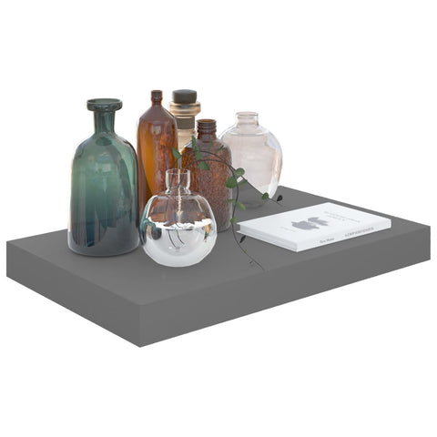 vidaXL Floating Wall Shelf High Gloss Grey 40x23x3.8 cm MDF