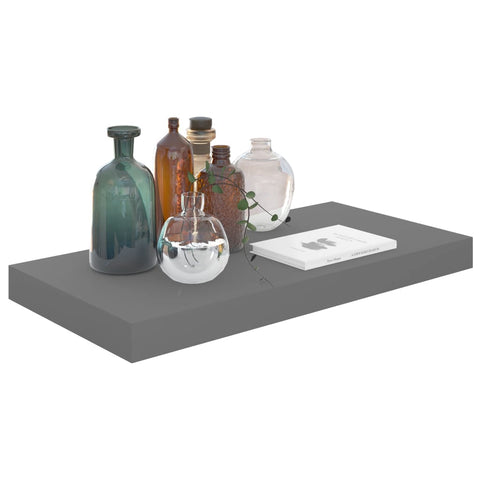 vidaXL Floating Wall Shelf High Gloss Grey 50x23x3.8 cm MDF