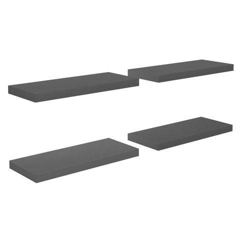 vidaXL Floating Wall Shelves 4 pcs High Gloss Grey 60x23.5x3.8 cm MDF
