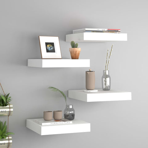 vidaXL Floating Wall Shelves 4 pcs White 23x23.5x3.8 cm MDF
