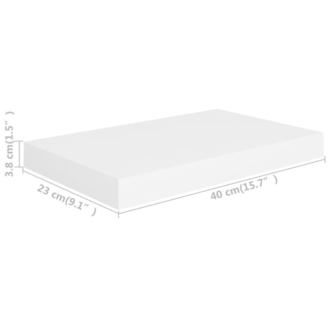 vidaXL Floating Wall Shelves 2 pcs White 40x23x3.8 cm MDF