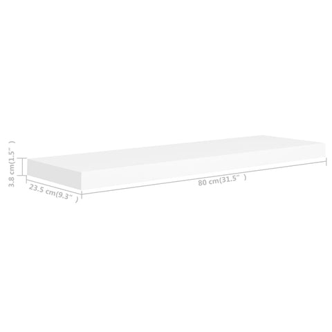 vidaXL Floating Wall Shelves 2 pcs White 80x23.5x3.8 cm MDF