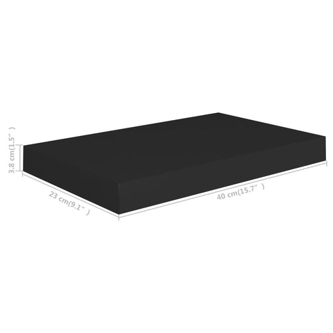 vidaXL Floating Wall Shelves 4 pcs Black 40x23x3.8 cm MDF