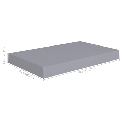 vidaXL Floating Wall Shelves 2 pcs Grey 40x23x3.8 cm MDF