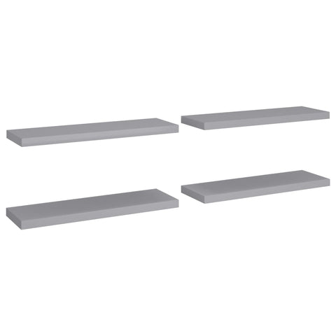 vidaXL Floating Wall Shelves 4 pcs Grey 80x23.5x3.8 cm MDF