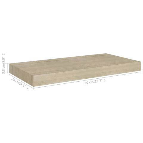 vidaXL Floating Wall Shelf Oak 50x23x3.8 cm MDF