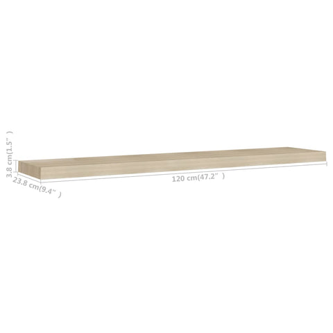 vidaXL Floating Wall Shelf Oak 120x23.5x3.8 cm MDF
