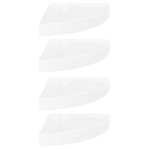 vidaXL Floating Corner Shelves 4 pcs High Gloss White 25x25x3.8 cm MDF