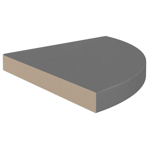 vidaXL Floating Corner Shelf High Gloss Grey 35x35x3.8 cm MDF