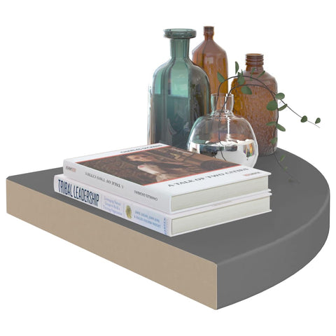 vidaXL Floating Corner Shelf High Gloss Grey 35x35x3.8 cm MDF
