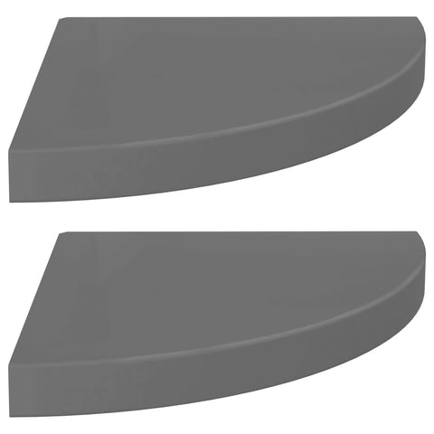 vidaXL Floating Corner Shelves 2 pcs High Gloss Grey 35x35x3.8 cm MDF