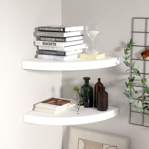 vidaXL Floating Corner Shelves 2 pcs White 35x35x3.8 cm MDF