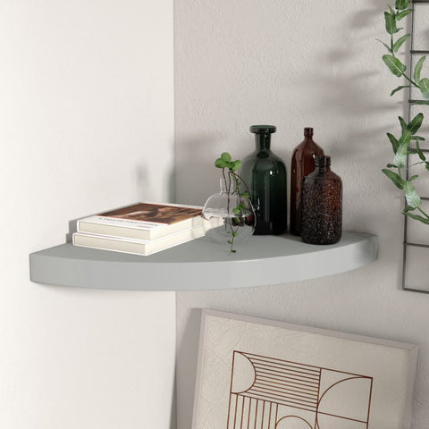 vidaXL Floating Corner Shelf Grey 35x35x3.8 cm MDF