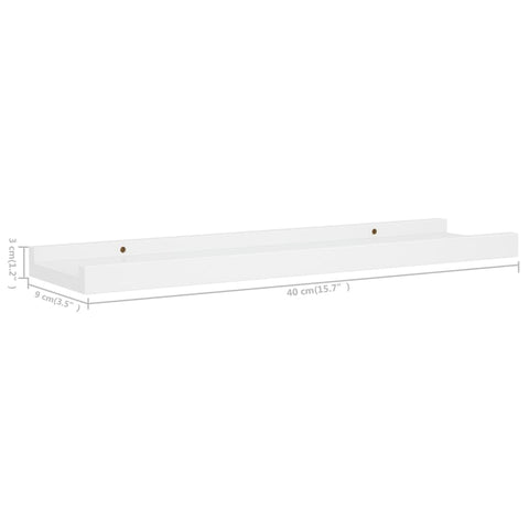 vidaXL Picture Frame Ledge Shelves 2 pcs White 40x9x3 cm MDF