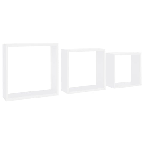 vidaXL Wall Cube Shelves 3 pcs White MDF