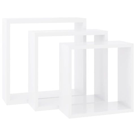 vidaXL Wall Cube Shelves 3 pcs White MDF