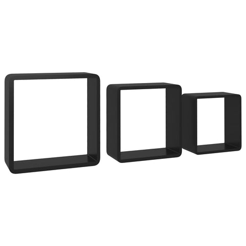 vidaXL Wall Cube Shelves 3 pcs Black MDF