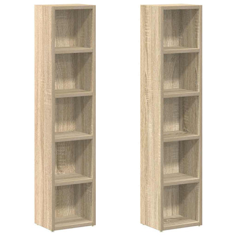 vidaXL CD Cabinets 2 pcs Sonoma Oak 21x16x93.5 cm Engineered Wood