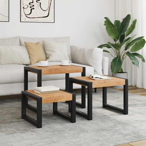 vidaXL Nesting Tables 3 pcs Solid Wood