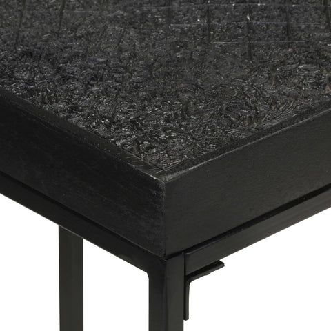 vidaXL Console Table Black 110x35x76 cm Solid Acacia and Mango Wood