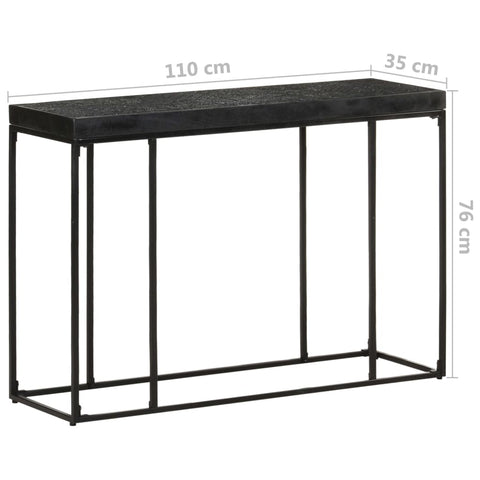 vidaXL Console Table Black 110x35x76 cm Solid Acacia and Mango Wood