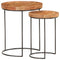 vidaXL 2 Piece Coffee Table Set Solid Acacia Wood and Steel