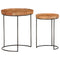 vidaXL 2 Piece Coffee Table Set Solid Acacia Wood and Steel