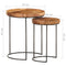 vidaXL 2 Piece Coffee Table Set Solid Acacia Wood and Steel