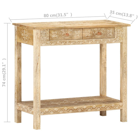 vidaXL Console Table 80x35x74 cm Solid Mango Wood