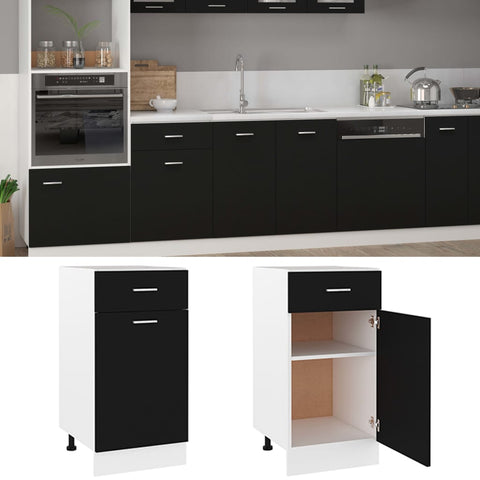 vidaXL Drawer Bottom Cabinet Lyon Black 40x46x81.5 cm Engineered Wood