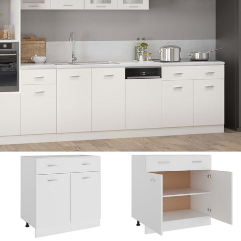 vidaXL Drawer Bottom Cabinet Lyon White 80x46x81.5 cm Engineered Wood