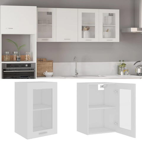 vidaXL Hanging Glass Cabinet Lyon White 40x31x60 cm Engineered Wood