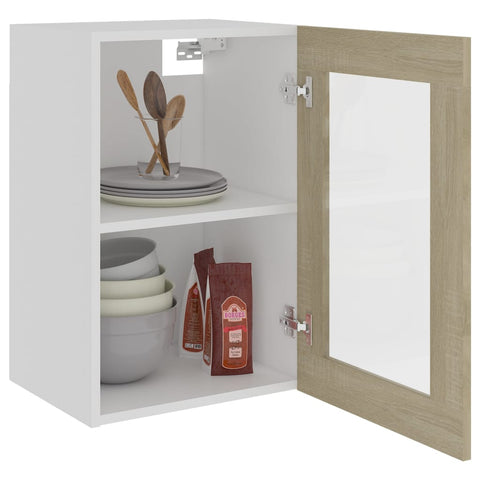 vidaXL Hanging Glass Cabinet Lyon Sonoma Oak 40x31x60 cm Engineered Wood