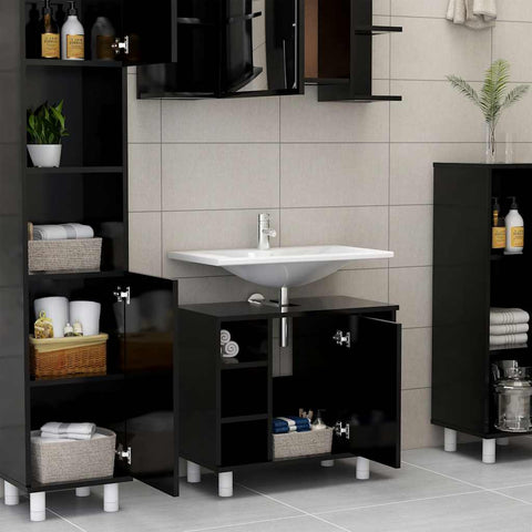 vidaXL Bathroom Cabinet Black 60x32x53.5 cm Engineered Wood